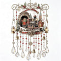 Handmade Christmas Stained Glass Window Decorative Hanging Ornaments Hummingbird Crystal Wind Chime Vintage Home Garden Entryway Fall Winter Decor Gifts(Christmas Train,Large) by Unknown