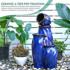 29" Ceramic Water Fountain Outdoor, 4-Tier LED Cascading Waterfall - Image 5