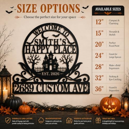 Personalized Halloween House Number Sign, Custom Family Name Address Sign - Image 4