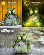 Nacome Solar Frog Garden Statue - Succulent & 7 LED Lights, Outdoor Decor - Image 5