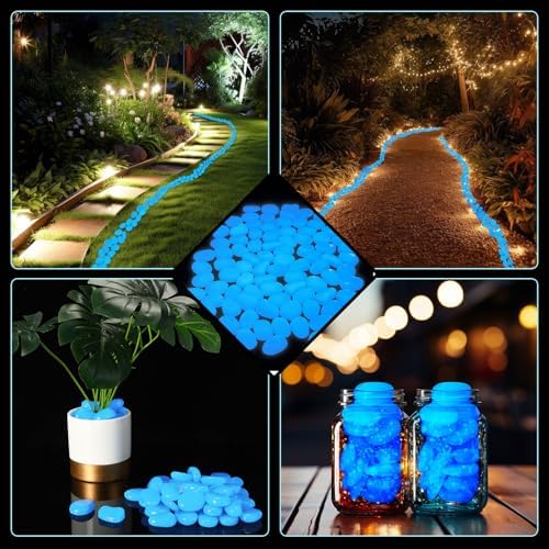 Landical 200 Pcs Glow in the Dark Rocks for Garden,Dark Blue,1.8 Inch - Image 5
