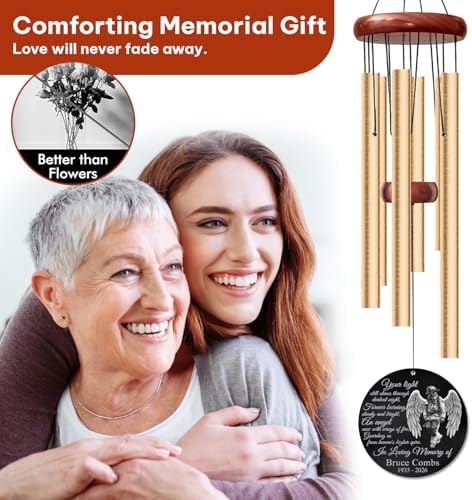 Personalized Firefighter Angel Memorial Wind Chime with Custom Name and Memorial Years, in Loving Memory Tribute, Fire Department Remembrance Sympathy Gift, Outdoor Garden Patio Porch Décor - Image 4