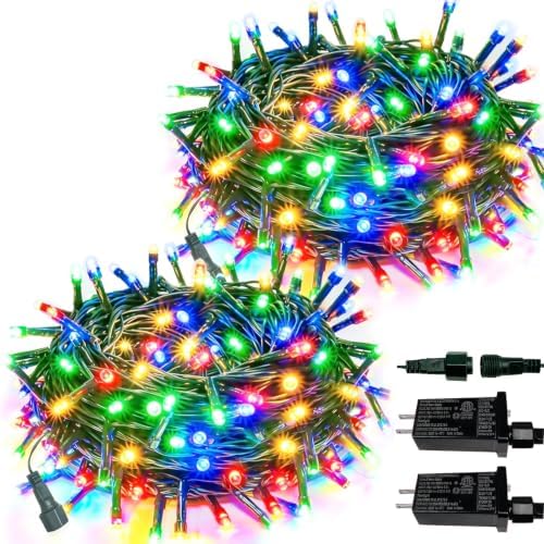 2 Pack Extendable Christmas String Lights Indoor Outdoor 200 LED Multicolor by Halloween