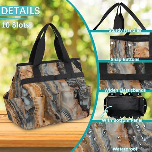 Marble Garden Tool Bag, Garden Tote Storage Bag with 10 Pockets, Indoor and Outdoor Abstract Marble Gardening Tool Organizer for Women Men - Image 5