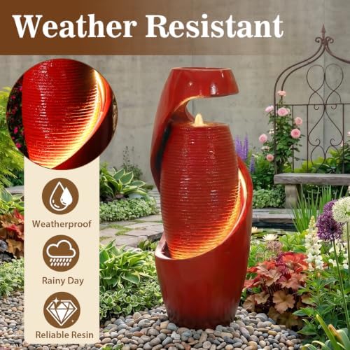 Sunlinua 30H Vase Outdoor Water Fountain with Smoothing Flow - Image 6