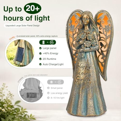 Solar Angel Halloween Garden Statue Decor with Color Changing Light - Image 4