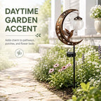 Hummingbird Solar Garden Stake Light, Half Moon Outdoor Decor with Crackle Glass Globe, Water Resistant Metal Yard Lamp for Patio Pathway Lawn (3PCS) - Image 2