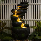 38" Outdoor Garden Water Fountain with Lights, 5 Tiers Water Feature - Image 5