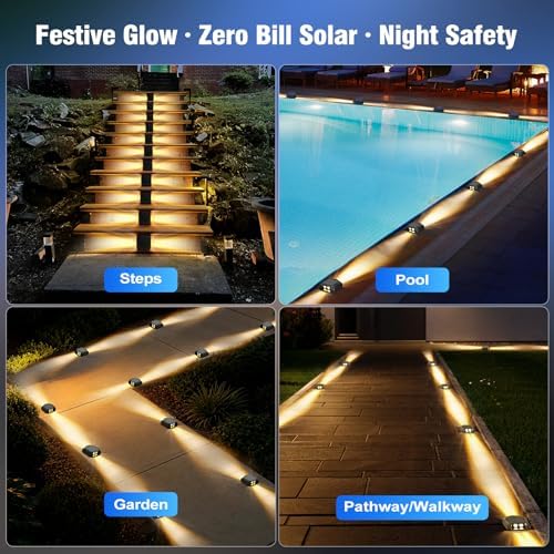 Quntis Solar Driveway Lights Outdoor Waterproof, Warm White 12 Pack - Image 4