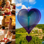 DJUAN 15in Large Heart Wind Spinner Garden Decor,Gifts for Women,Mom and Grandma,Mother's Day,Birthdays, Purple-Green Stainless Steel Hanging Yard Art Outdoor & Indoor Decorations - Image 4