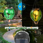 Hot Air Balloon Solar Lantern - Large Hummingbird Bird Glass Lantern, Simulated Flickering & Dancing Flame, Big Outdoor Hanging Sunflower Yard Light Waterproof IP65 for Patio Lawn Porch Decor Gift - Image 4