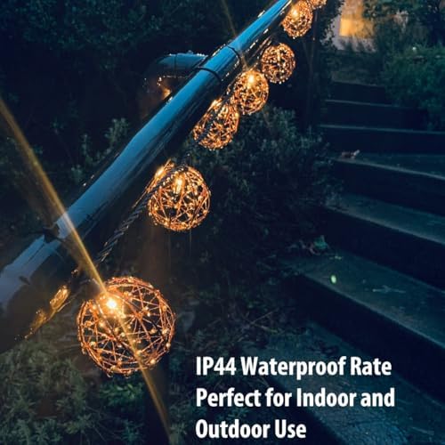 Outdoor Decorative Patio String Lights, Beaded Copper Wire Ball Style Lantern Lights, Connectable Weather-Resistant Indoor Outdoor Novelty Whimsical Light for Home Pergola Bedroom Porch Party Backyard - Image 6