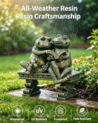 Teaeeno Garden Frog Statue, Weatherproof Reading Frogs Outdoor Sculpture - Image 5