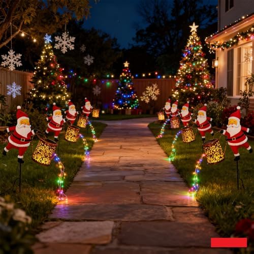 Christmas Solar Kettle Lights, Santa Watering Can Lights (Warm Light) - Image 3