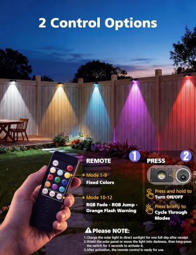 VOLISUN Solar Fence Lights with Remote Control, 16 Pack Vinyl Solar Lights - Image 5