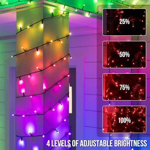 164 FT 500 LED Halloween Lights Outdoor , Waterproof RGB String Lights with Remote Control& Timer Function, 24 Colors Changing Fairy Lights for Indoor Outdoor Room Wall Christmas Tree Party Decoration - Image 5