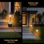 Solar Lamp Post with Planter and Mosaic Glass Shade - Image 6
