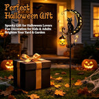 Solar Halloween Black Cat Pumpkin Moon Garden Stake Light Outdoor Decor - Image 6