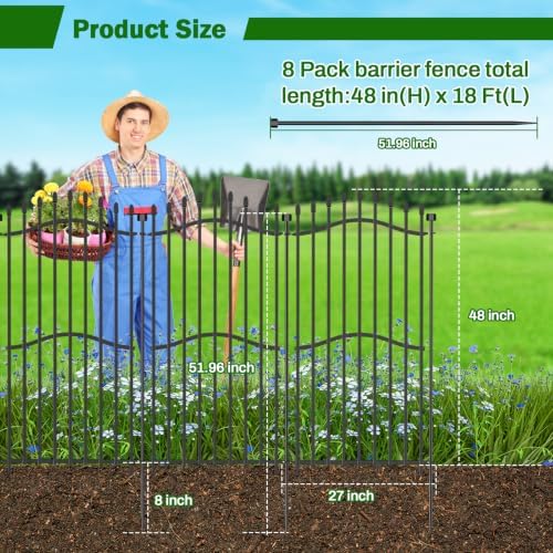 No Dig Garden Fence 48" H x 18'L Decorative Yard Dog Outdoor Panels - Image 2