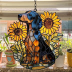 Sunflowers and Dog Acrylic Suncatcher - Image 4