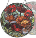 9.84 Inch Stained Glass Window Hanging Fox Poppy Sun Catchers Whimsical Fox in Red Poppies Suncatchers for Windows Hanging Stain Glass Decoration for Garden Outdoor Indoor Window Decor Gift by Unknown