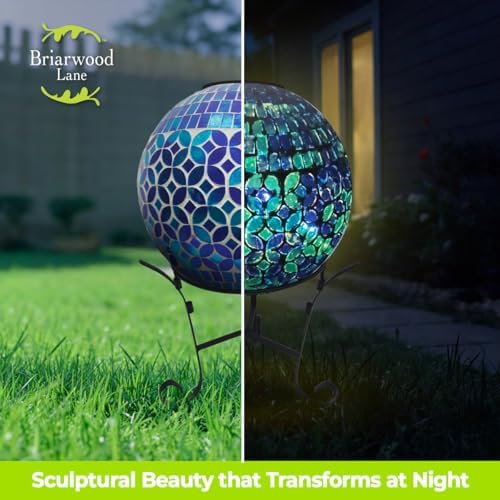 Briarwood Lane Everyday Gazing Ball 10x10 Geometric Blue Solar LED Gazing Ball - Image 5