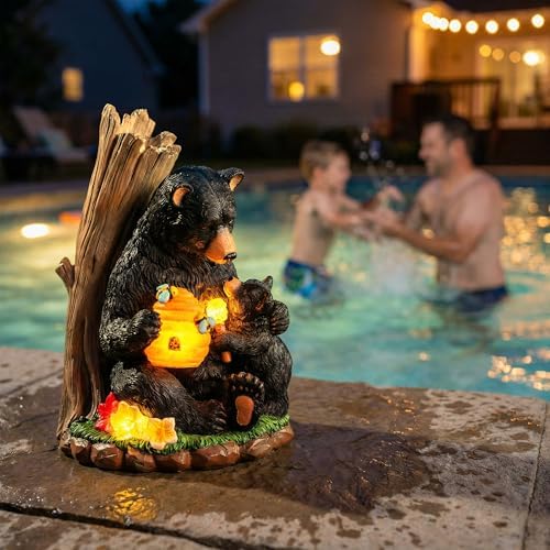 Candieslife Solar Bear Garden Statue with Glowing Beehive & Cub - Outdoor LED Figurine Decor for Patio, Lawn, Yard Art - Unique Birthday Housewarming Gift for Women, Mom, Father - Image 6