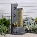 37" H Modern Indoor Water Fountains - Rectangular Outdoor Waterfall Fountain with LED Lights and Pump and Sculpted Flowers for Office, Living Room, Bedroom, Garden and Home Art Decor by KAISOKUFOUNTAIN