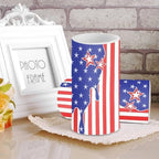 Stars American Flag Print Flickering Flameless Candles with Timer Battery Operated LED Candles with Remote Independence Day Pillar Candles - Image 2