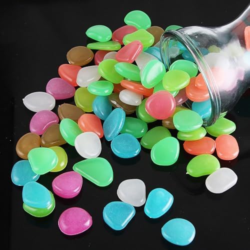 Outdoor Luminous Stones, Glow in the Dark Garden River Pebbles Rocks for Walkways, Stepping Stone Paths, Driveway, Fish Tank, Aquarium, Natural Look Decor(100-600pcs) (400, Mix) - Image 5