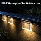 Qualdout Solar Deck Lights 8 Pack, IP65 Waterproof Solar Step Lights Outdoor, Warm White Solar Fence Lights with Crystal Acrylic Lens, Dusk to Dawn LED Lights for Stairs, Railing, Patio, Pool, Yard - Image 2