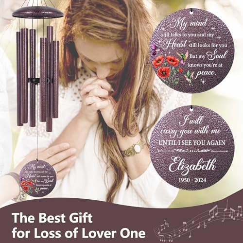ASTARIN Personalized Memorial Wind Chime for Loss of Loved One 30/36/45 inch, Sympathy Deep Tone Wind Chimes for Mom Dad/Mother Father, Remembrance Gifts for Grief Condolence Funeral - Image 2