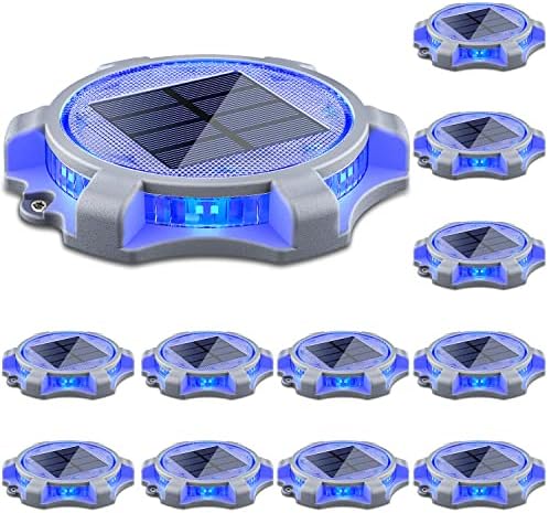 SIEDiNLAR Solar Deck Lights Outdoor 2 Modes LED, 12 Pack, Blue/Red Lighting by Siedinlar