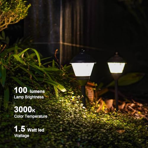 GOODSMANN Pathway Lights 1.5W LED 8PK Outdoor Low Voltage Landscape Lighting Kits 100Lumen Hardwired Path Lights 3000K Warm White Metal 12V Bronze Electric Sidewalk Walkway Light with Cable Connector - Image 2