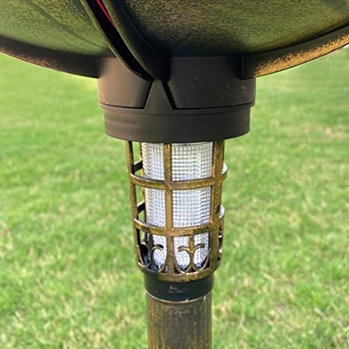 Westcharm 30 Inch Solar Powered LED Lighted Birdbath with Planter Bowl for Outdoors Yard Outside Outdoor Garden Decoration Pedestal Base Stand - Antique Bronze Polyresin Solar Bird Bath with Planter - Image 4