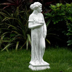Outdoor Statue with Birdbath Bird Bath Bowl, Nymph Sculpture Goddess of Greek Mythology Roman Style for Patio Yard Lawn Porch Decor, Grey (Nymph) by GOLASON