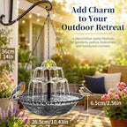 Solar Fountain for Bird Bath Outside, Garden Water Feature with Ground Stake Stand or Hanging Style for Patio, Yard & Lawn (A-XL-Gray) - Image 6