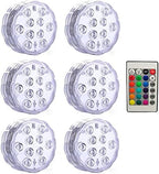 RGB Submersible Led Lights Battery Operated Underwater Spot Lights with Remote Outdoor Vase Bowl Pond Garden Party Decoration(1 Controller 6 Lamp) by Unknown