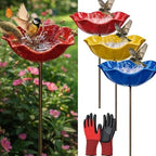 2026 New Metal Flower Garden Stakes Bird Bath, Handmade Metal Flower Garden Stake, Butterfly Feeders for Outdoors with Bee Bath & Bird Water Bowl (3PCS) by Unknown