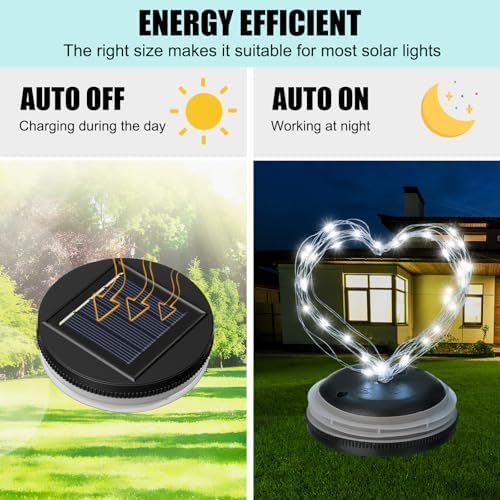 Retisee 12 Pack 3.15 Inch Solar Replacement Tops with 30 LEDs, Waterproof Silicone Lid, Fairy String Lights for Outdoor Garden Lanterns & DIY Decor (White) - Image 4