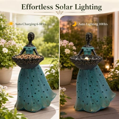 Nacome Solar Fairy Garden Decor: 11Inch Resin Outdoor Statues(Green) - Image 4
