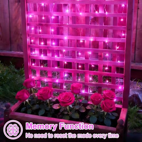 YEGUO 4 Pack Pink Solar Fairy Lights, Each 33ft 100 LED Christmas Lights Outdoor Waterproof, 8 Modes Sliver Wire Solar String Lights - Image 5