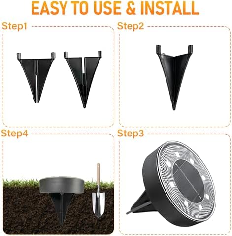 Siatom Solar Ground Lights 8 Pack, IP68 Waterproof Solar In-Ground Light for Outdoor, Flat Landscape Lighting, Garden Disc Light for Pathway, Walkway, and Yard - 8 Pcs (Cool White) - Image 5