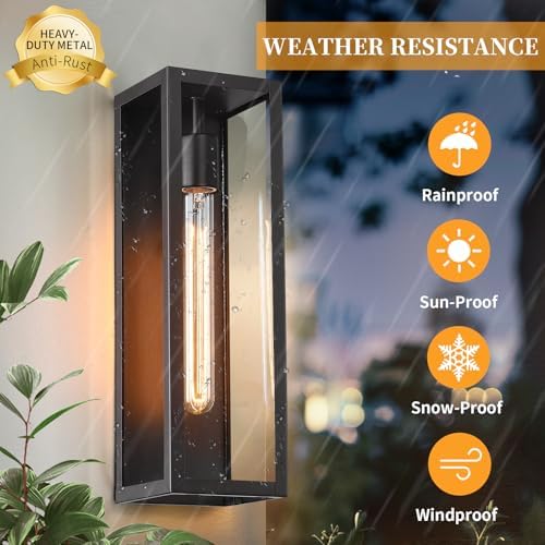 16" Large Outdoor Porch Lights Wall Mount 2-Pack, Matte Black - Image 4