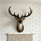 18.9" Deer Head Wall Decor, Resin Stag Bust with Antlers, Rustic Wildlife Wall Mount Sculpture for Cabin, Lodge, Farmhouse, Man Cave, Living Room & Office Decor by Unknown
