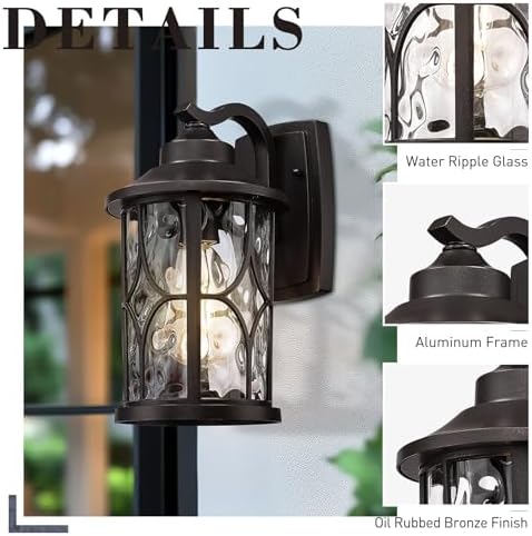 zeyu Oil Rubbed Bronze 2-Pack 12-Inch Exterior Wall Sconce, ZX48BWG-2PK ORB - Image 2