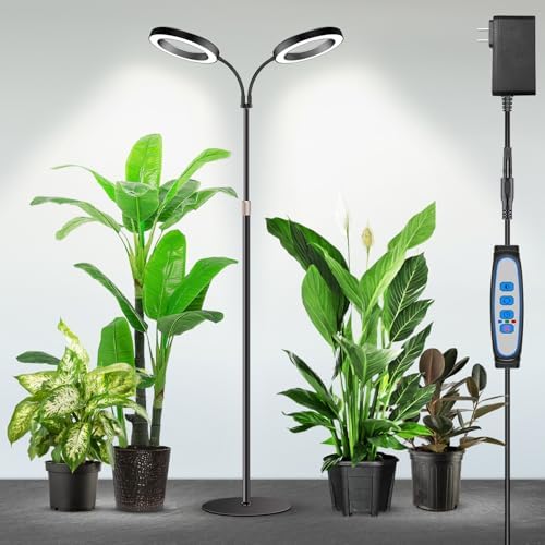 Garpsen Halo Grow Lights, Dual-Head 6000K LED Floor Plant Light with Base by Garpsen