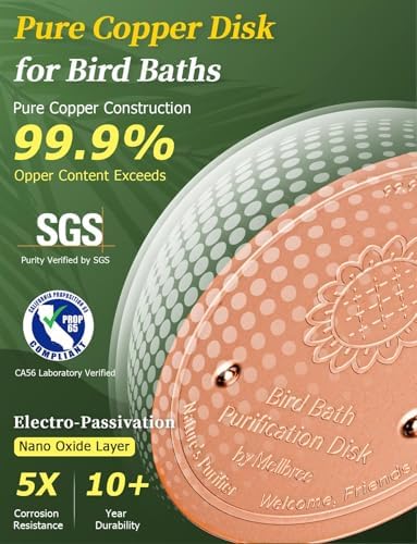 Mellbree 4-Pack Bird Bath Copper Disc, 0.6mm Reinforced 99.99% Pure Copper Cleaning Disk with Triple-Point Support for Physical Safe Clean Water All-Season (Sunflower) - Image 4