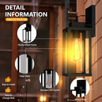 Outdoor Wall Light Fixtures Anti-Rust Porch Lights Outdoor Waterproof Exterior Lighting Fixtures Wall Lantern for Patio Front Door Garage - 2 Pack - Image 3