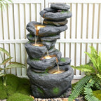 38" Outdoor Garden Water Fountain with Lights, 5 Tiers Water Feature - Image 6